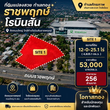 ที่ดินราชพฤกษ์ โรบินสัน ติดถนนใหญ่