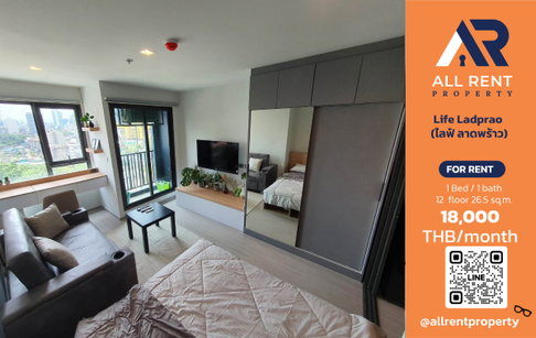 🔥 Life Ladprao, Studio room on the 12th floor, near BTS Ha Yaek Ladprao station. Only 18,000 THB/month. Ready to move in! 🏙️✨