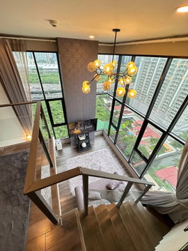 PFD-08828 ให้เช่าคอนโด ไนท์บริดจ์ สเปซ พระราม 9 (KnightsBridge Space Rama 9) ห้องสวรูปแบบ Duplex แต่งครบหรูหราพร้อมอยู่ ใกล้ MRT พระราม 9 🏙️✨