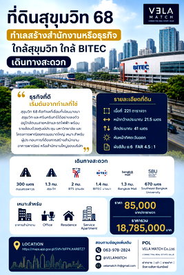 ที่ดิน ทรู ดิจิทัล พาร์ค : ที่ดินสุขุมวิท 68 ทำเลสร้างสำนักงานหรือธุรกิจ ใกล้สุขุมวิท ใกล้ BITEC เดินทางสะดวก เนื้อที่ 221 ตารางวา