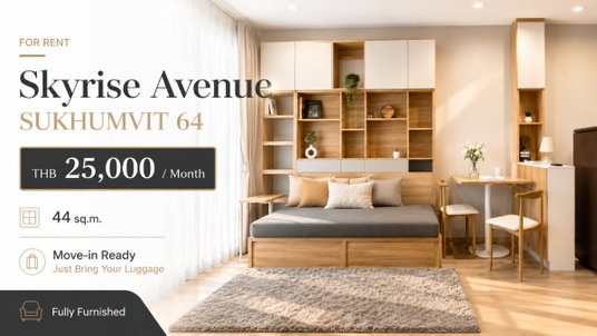 รูปภาพ 🍀🔥 Hot Deal! Skyrise Avenue Sukhumvit 64 Condo for Rent | 2 Bedrooms | Near BTS Punnawithi | Ready to Move In | Line: @rent2022 | Ref. A12090