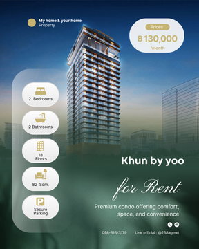 💎For rent & Sale  Luxury Condo  📍Khun by yoo   📍  2 bedrooms Rent Prices   130,000/ month. 