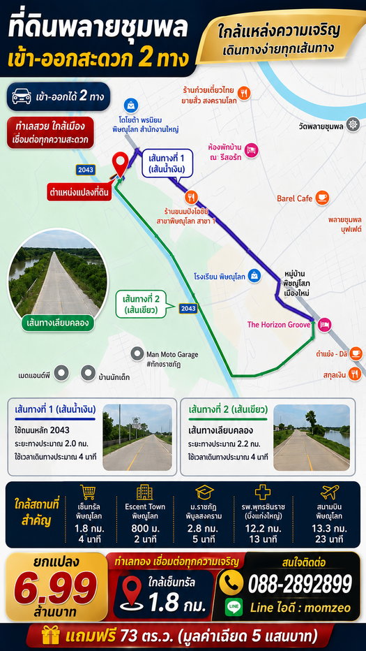 รูป ขายถูกมาก!! ที่ดินทำเลทองใกล้เซ็นทรัลพิษณุโลกเพียง 1.8 กม. ในราคาที่หาได้ยาก! เนื้อที่ 2 ไร่ 2 งาน - รูปที่ 4/7