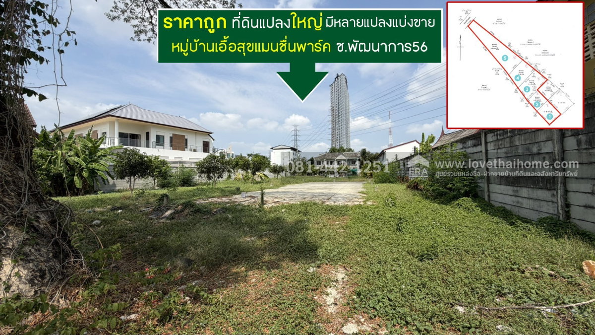 รูป ขายที่ดินถนนพัฒนาการ56 หมู่บ้านเอื้อสุขแมนชื่นพาร์ค พื้นที่ 987 ตรว. ราคาถูก ขายเพียง 120,000 บาท/ตรว.ใกล้bts สถานีพัฒนาการและแอร์พอร์ตลิ้งค์ - รูปที่ 1/8