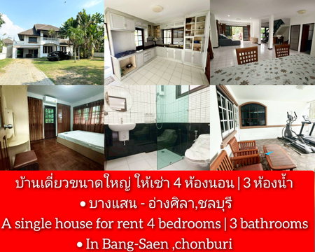 ให้เช่า บ้านเดี่ยวหลังใหญ่ 4 ห้องนอน 3 ห้องน้ำ พื้นที่เยอะ บางแสน-อ่างศิลา 