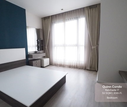 P-55412 ห้องสวย สภาพใหม่ Clean & Cozy Quinn Condo Ratchada 52 ตร.ม. 1bed + ห้องทำงาน ใกล้ MRT สุทธิสาร Line ID: @easythaihome 085-592-2897