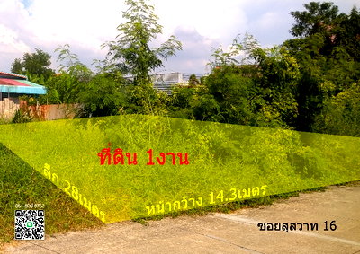 ที่ดิน ดรีมเวิลด์ : ขายที่ดิน 1งาน ซอยสุสวาท 16 ลำลูกกา