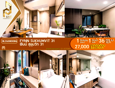 คอนโดให้เช่า : DL26080086 ให้เช่าคอนโด ฟินน์ สุขุมวิท 31 (FYNN Sukhumvit 31) ใกล้ MRT สุขุมวิท พร้อมเข้าอยู่ โทรด่วน 0653619502 LineID @952jdxxk