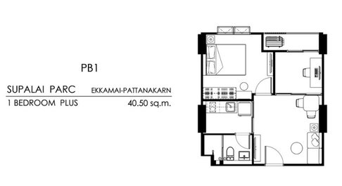 💥 ขายดาวน์40,000คอนโด Supalai parc Ekkamai-Pattanakarn 💥1 Bedroom Plus