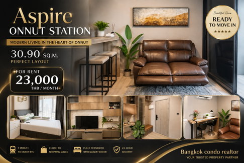 🚆 Aspire Onnut Station Condo for Rent | Walk to BTS On Nut | Ready to Move In | Ref. A12212 | Line: @rent2022