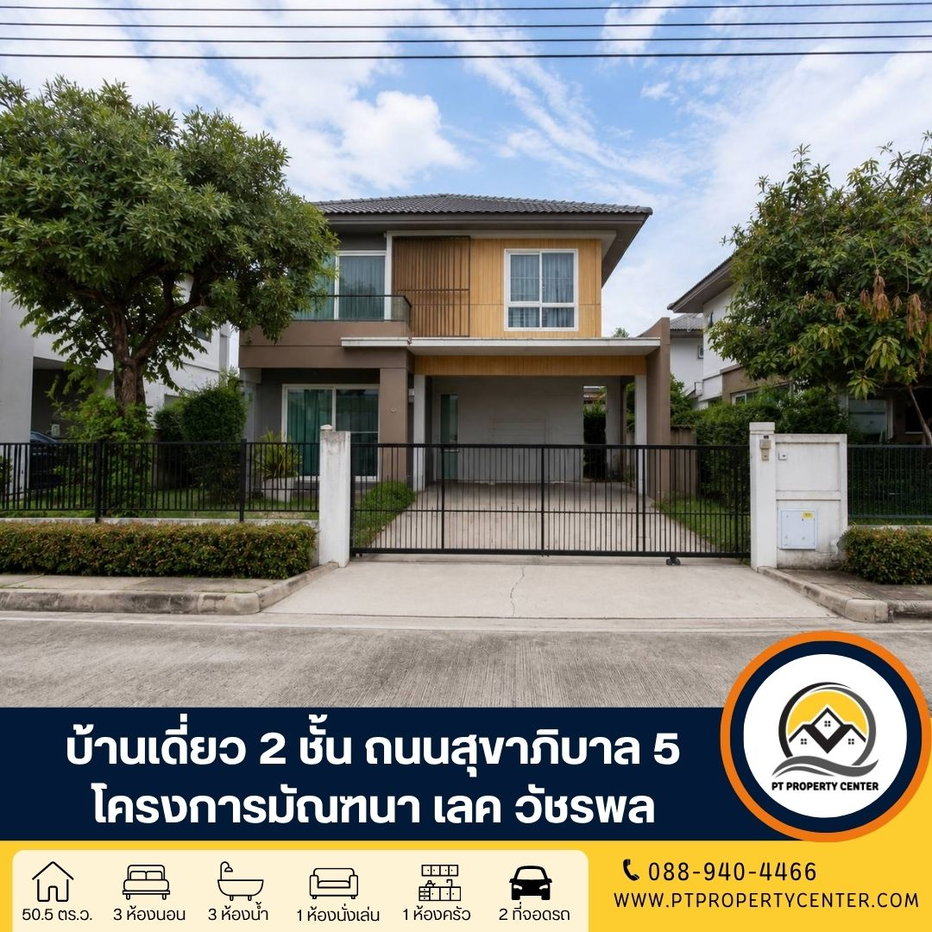 รูป โครงการมัณฑนา เลค วัชรพล  ให้เช่าบ้านสวยพร้อมอยู่ ราคาพิเศษ สิ่งอำนวยความสะดวกครบครัน เข้าออกได้หลายเส้นทางทั้งถนนสุขาภิบาล 5 และซอยสายไหม 56  - รูปที่ 1/21