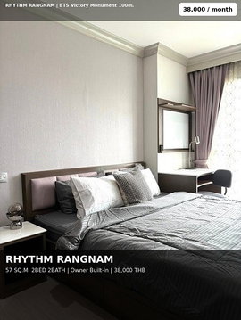 **[For Rent] Rhythm Rangnam | 2 ห้องนอน แต่งครบ Built-in สภาพเนี๊ยบ ** ใกล้ BTS อนุสาวรีย์ชัยฯ & ศูนย์รวมโรงพยาบาลชั้นนำ เดินทางได้ปลอดภัยและรวดเร็ว