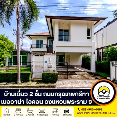 บ้านเดี่ยว สนามบินสุวรรณภูมิ : โครงการเนอวานา ไอคอน วงแหวนพระราม 9 ติดถนนคู่ขนานมอเตอร์เวย์ (กรุงเทพกรีฑา)  บ้านเดี่ยวสไตล์โมเดิร์นอิงธรรมชาติ ที่เน้นความโปร่งสบายและความเป็นส่วนตัว