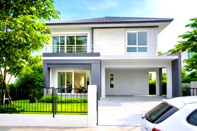บ้านเดี่ยวให้เช่า : Village Hub 200ม..บ้านเดี่ยว 2 ชั้น  3 นอน 55ตรว 220ตร.ม.พร้อมเฟอร์ฯบางส่วน 3 แอร์  ประชาอุทิศ90  คลองสวน พระสมุทรเจดีย์ . 3น้ำ