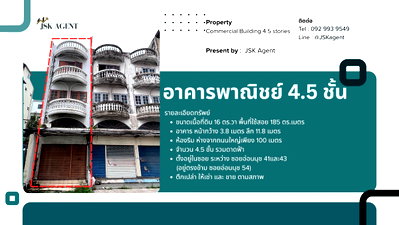 อาคารพาณิชย์ ม.เกษมบัณฑิต พัฒนาการ : ขายอาคารพาณิชย์ 4.5 ชั้น อ่อนนุช 41 หลังริม 100 เมตรเท่านั้นจากปากซอย
