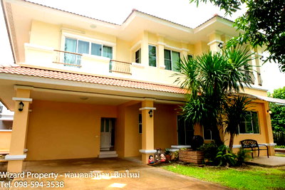 เช่าบ้านเดี่ยว ม.นอร์ท-เชียงใหม่ : บ้าน 2 ชั้นให้เช่า ติดป่าดอยสุเทพ วิวภูเขา | น้ำแพร่ หางดง เชียงใหม่ บ้านในโครงการหรู • ฟังก์ชันครบ • เฟอร์นิเจอร์ครบ • มีส่วนกลาง