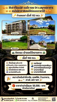 Land for rent Samut Prakarn : Land for rent, Bearing Soi 54, Samut Prakan Province.