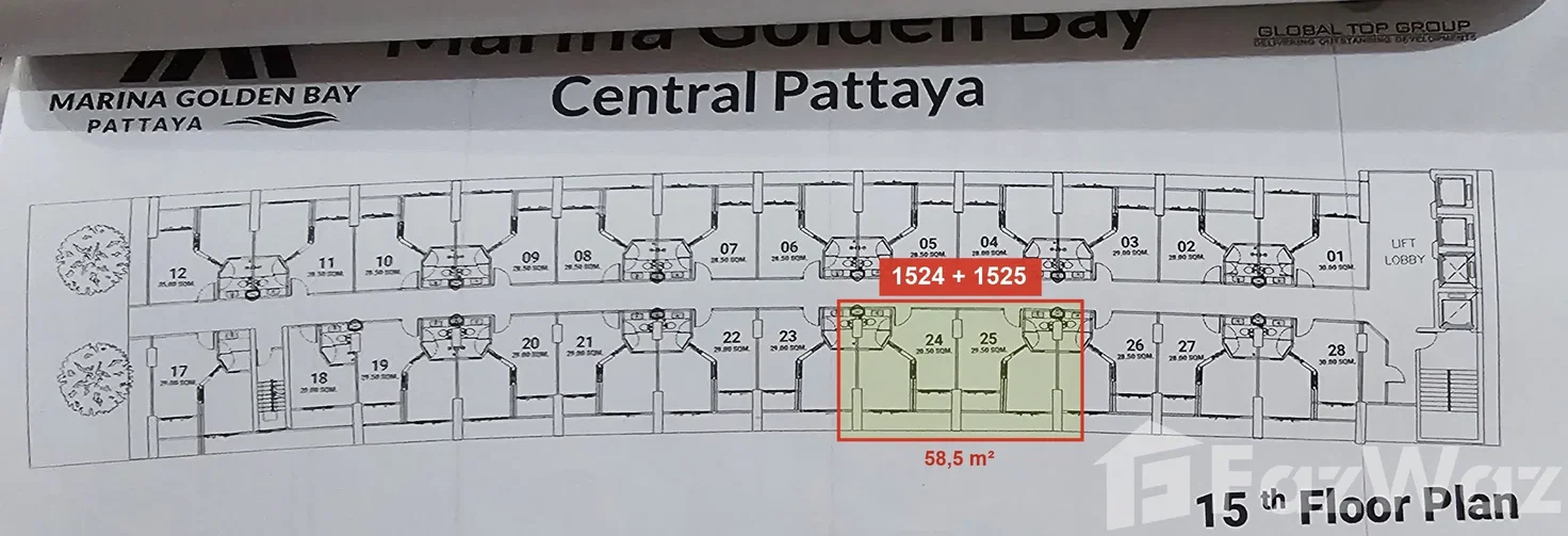 รูป ขาย คอนโด 2 ห้องนอน ในโครงการ มารีน่า โกลเด้น เบย์ 6672605 - รูปที่ 3/8