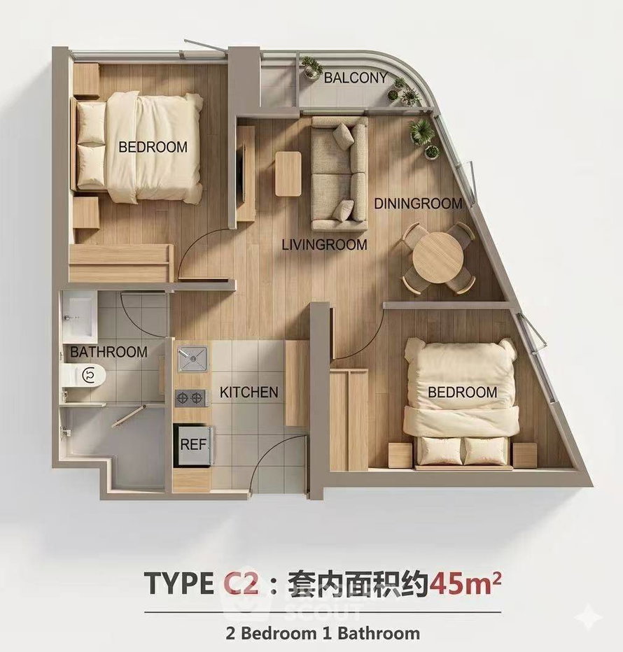 รูป คอนโด 2 ห้องนอน ที่ Skyrise Avenue Sukhumvit 64 ใกล้ BTS Punnawithi (ID 3207204) - รูปที่ 9/9