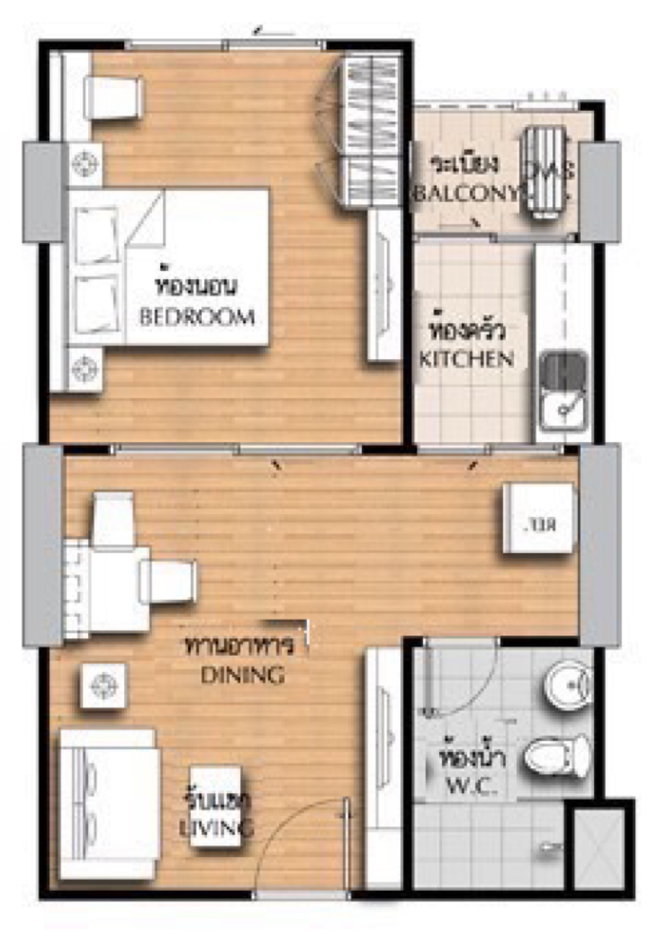 picture One bed 45 sqm  Supalai Prachachuen - 3/12